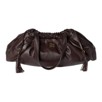 MIU MIU Joie Sheepskin Shoulder Bag Large Size Women's Brown