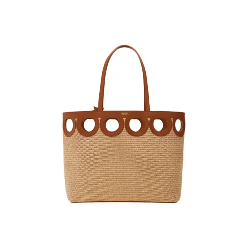 FERRAGAMO Calfskin Tote Bag, Shopping Bag, Handbag, Shoulder Bag Large Size Women's Bone & Beige