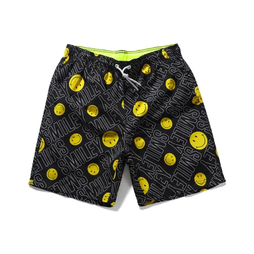 GAILANG Beach Shorts Men All Over Print Smiley Face