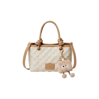 Narandu Cow Leather With Synthetic Leather Handbag Small Size Women's Ecru & Apricot