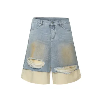 HARSH AND CRUEL Denim Shorts Unisex Washed Blue