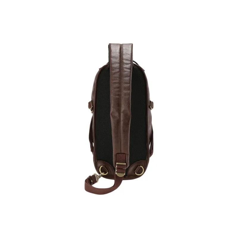 AVIREX Cow Leather One Shoulder Crossbody Bag, Sling Bag Regular Men's Dark Brown-2