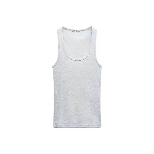 ZARA Tank Tops Women's Zebra estampill Gray