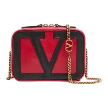 Valentino Sheepskin Fanny Pack, Shoulder Bag Trumpets Women's Red & Black