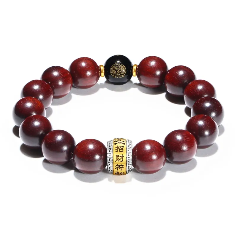 PUTUOSHANWENCHUANG Bloodwood Wooden Bracelets Unisex-7