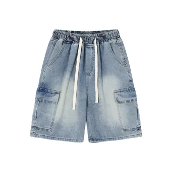 BIPOLAR Denim Shorts Unisex Light Blue