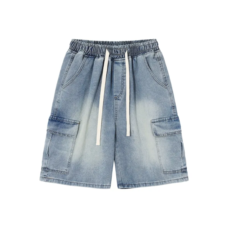 BIPOLAR Denim Shorts Unisex Light Blue-0