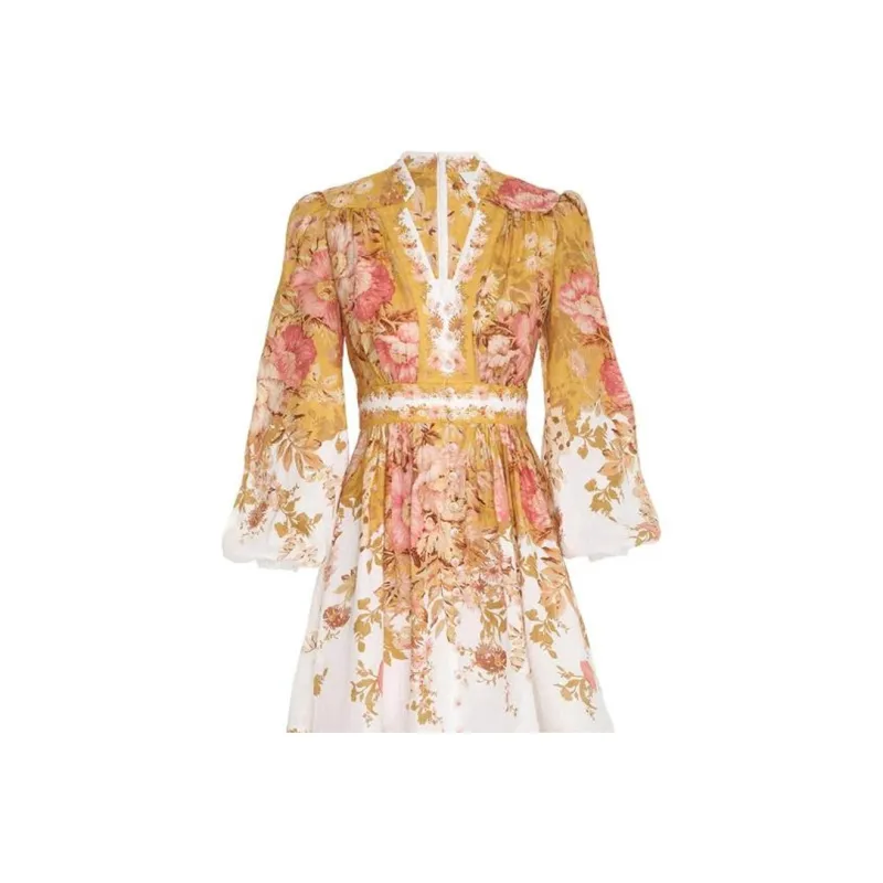 Zimmermann FW22 Long Sleeved Dress Women's Yellow-4