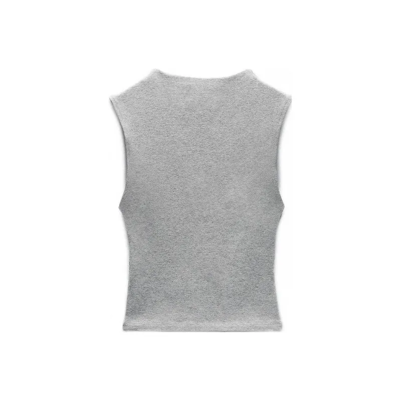 ZARA Tank Tops Women's Zebra Print Gray-0