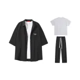 Three-Piece Set (Black Top+T-Shirt+Black Pants)