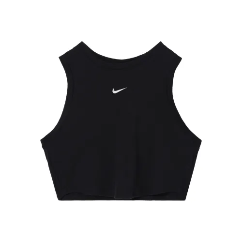 Nike Logo embroidered Ribbed Cop Top
