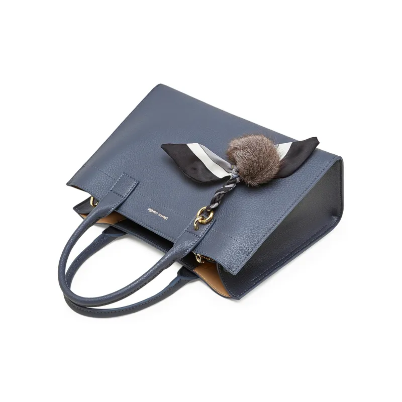 PIERRE CARDIN Split Cow Leather Handbag, Shoulder Bag, Crossbody Bag Regular Women's Blue/Beige/Milk Tea-5