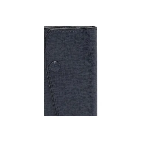 Valextra Pocket Leather Key Pouch Unisex Dark Blue-3