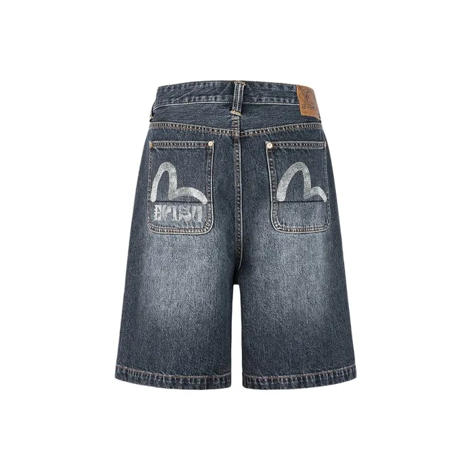 EVISU Seagull print Denim Shorts-0