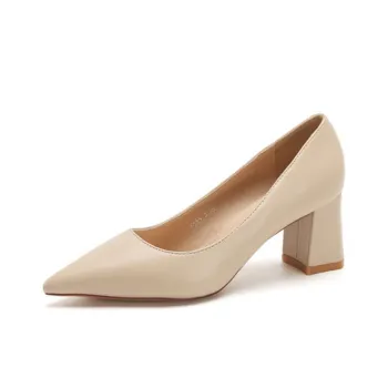 Lan Miao Chunky Heel High Heels Women's Nude