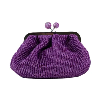 WEEKEND MaxMara Pasticcino Raffia One Shoulder Clutch Small Size Women's Iris Color