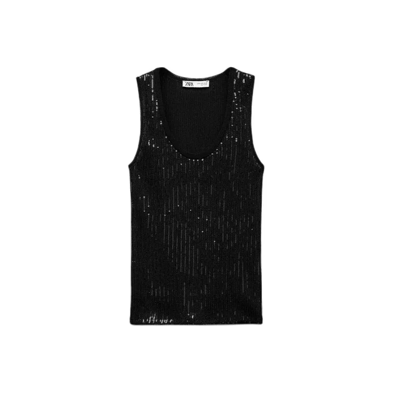 ZARA Tank Tops Women's Black-0