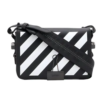 OFF WHITE Binder Clip Series Leather Crossbody Bag Women's Black