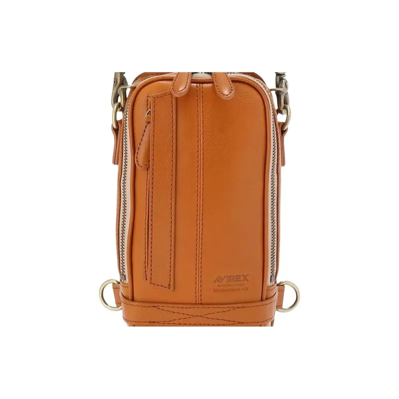AVIREX Leather Shoulder Bag Mini Men's Dark Brown-1