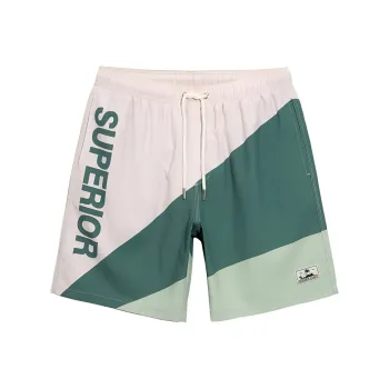 GAILANG Beach Shorts Men's Ecru Gray Green Patchwork