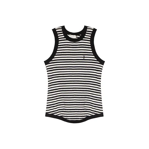 SAINT LAURENT Cassandre Striped Tank Top-0