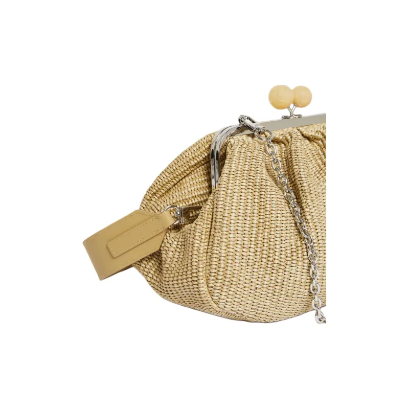 WEEKEND MaxMara Pasticcino Raffia Portable One Shoulder Clutch Medium Size Women's Gold-2