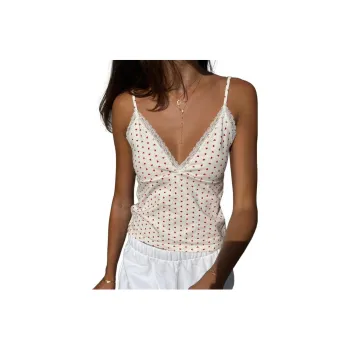 Brandy Melville Tank Tops Women's Red Heart White