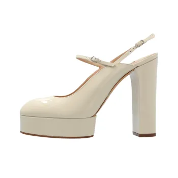 Casadei Tiffany Chunky Heel High Heels 14cm Women's Cream