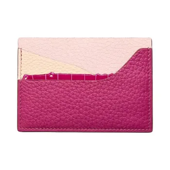HERMES HISTOIRE NATURELLE Cow Leather With Goat Mysore And Crocodile Leather Card Holder Women's Pink & Rose Red