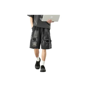 HOKLV Denim Shorts Unisex Black