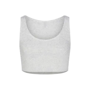 SKIMS THREADBARE RIB SUPER CROPPED TANK Tank Tops Women's Light Heather Grey