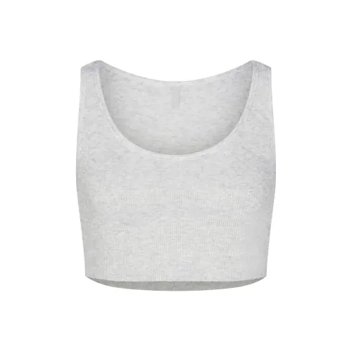 SKIMS THREADBARE RIB SUPER CROPPED TANK Tank Tops Women's Light Heather Grey