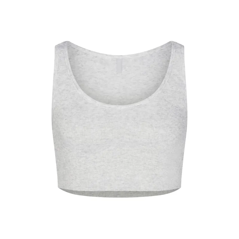 SKIMS THREADBARE RIB SUPER CROPPED TANK Tank Tops Women's Light Heather Grey-0