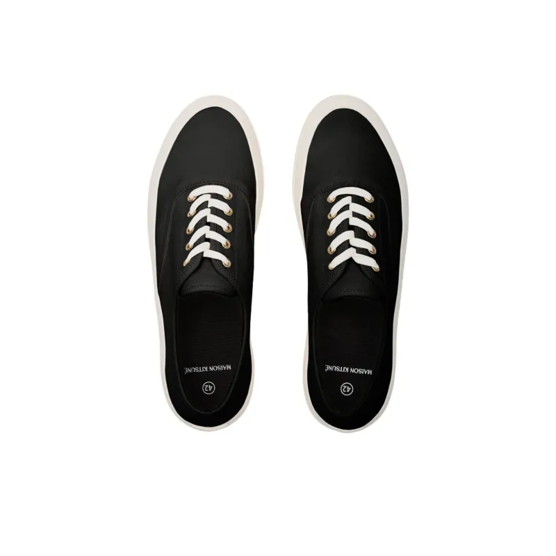 Maison Kitsune Low Top Canvas Shoes Women's Black-4