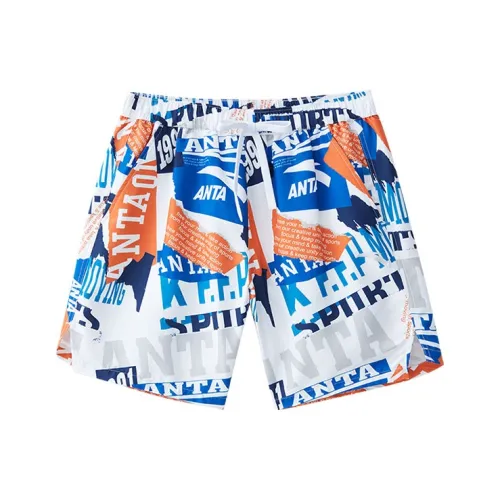 Anta Beach Shorts Men's Pure White/Qingbao Blue/Deep Sea Blue/Beach Orange