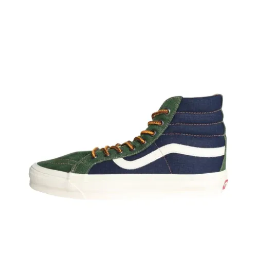 Vans SK8 Anti Slip Wear Resistant High Top Skateboard Shoes Men's Blue Green
