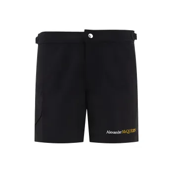 Alexander McQueen Logo Embroidered Straight Leg Swim Shorts