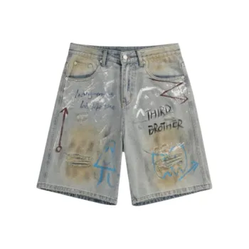 FCMM Denim Shorts Unisex Graffiti Light Blue