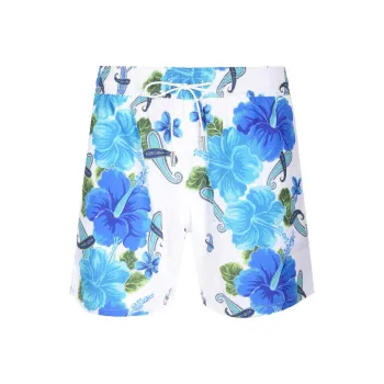 ETRO Floral Paisley Printed Drawstring Swim Shorts