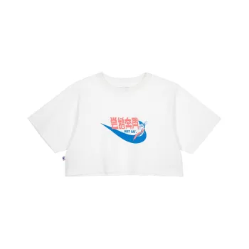 Nengmao Store Straight Elbow-Length Sleeved T-Shirt Women's Raw White
