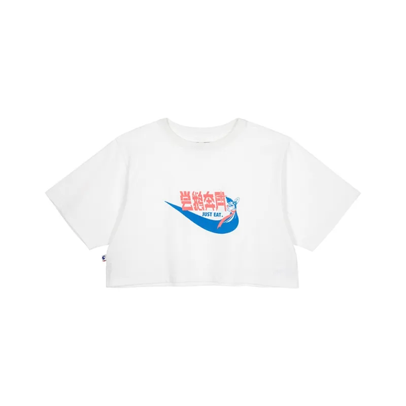 Nengmao Store Straight Elbow-Length Sleeved T-Shirt Women's Raw White-0