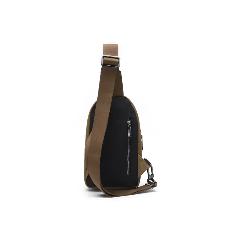 ELLE HOMME Cow Head Split Leather Sling Bag Regular Men's Khaki-3