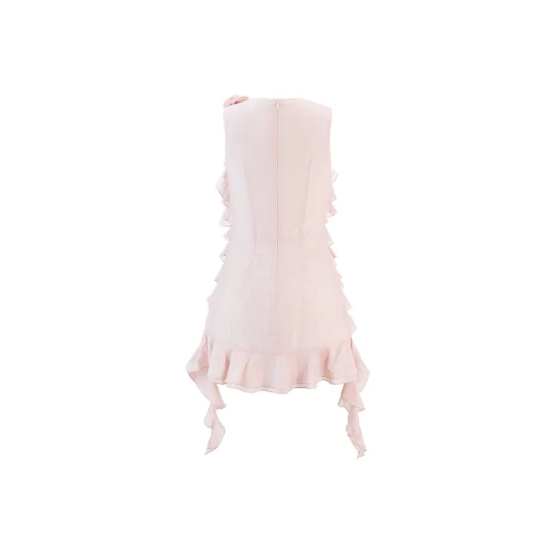 ACAINES Sleeveless Dress Women's Cream Light Pink-1