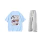Clothing Sets (Arctic Ice Blue+Gray Straight Fit Pants)