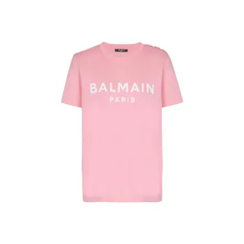 BALMAIN Logo Printed Crewneck T Shirt