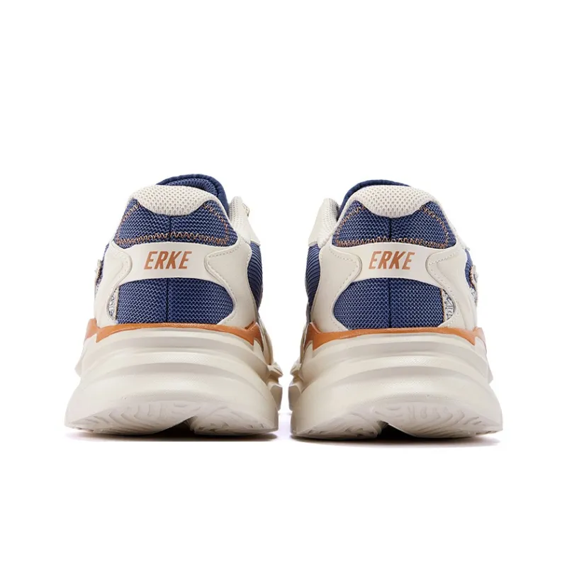 Erke Cushioning, Breathable, Lightweight Low Top Casual Shoes Men's Warm Linen Gray Ink Blue-3