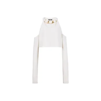 BALMAIN SS22 Slim Fit Sweater Women's White