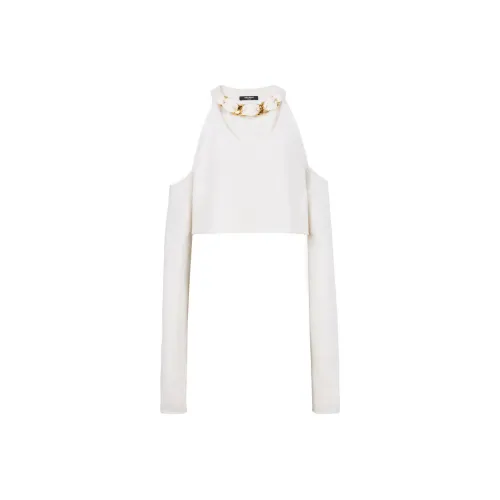BALMAIN SS22 Slim Fit Sweater Women's White