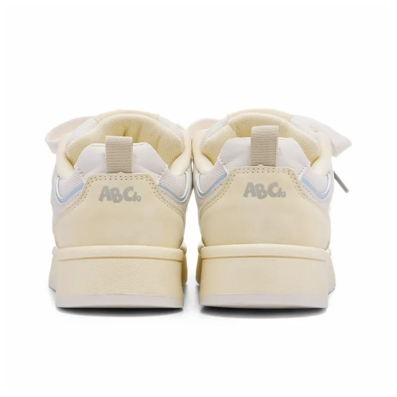 ABCIO Skateboard Shoes Women's Low Top Beige Yellow/Pink White/White Red-4