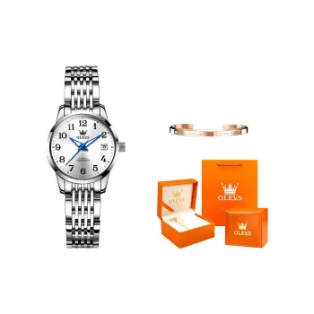 OLEVS Mechanical Movement Stainless Steel Watchband Watch Women's Watch White Dial